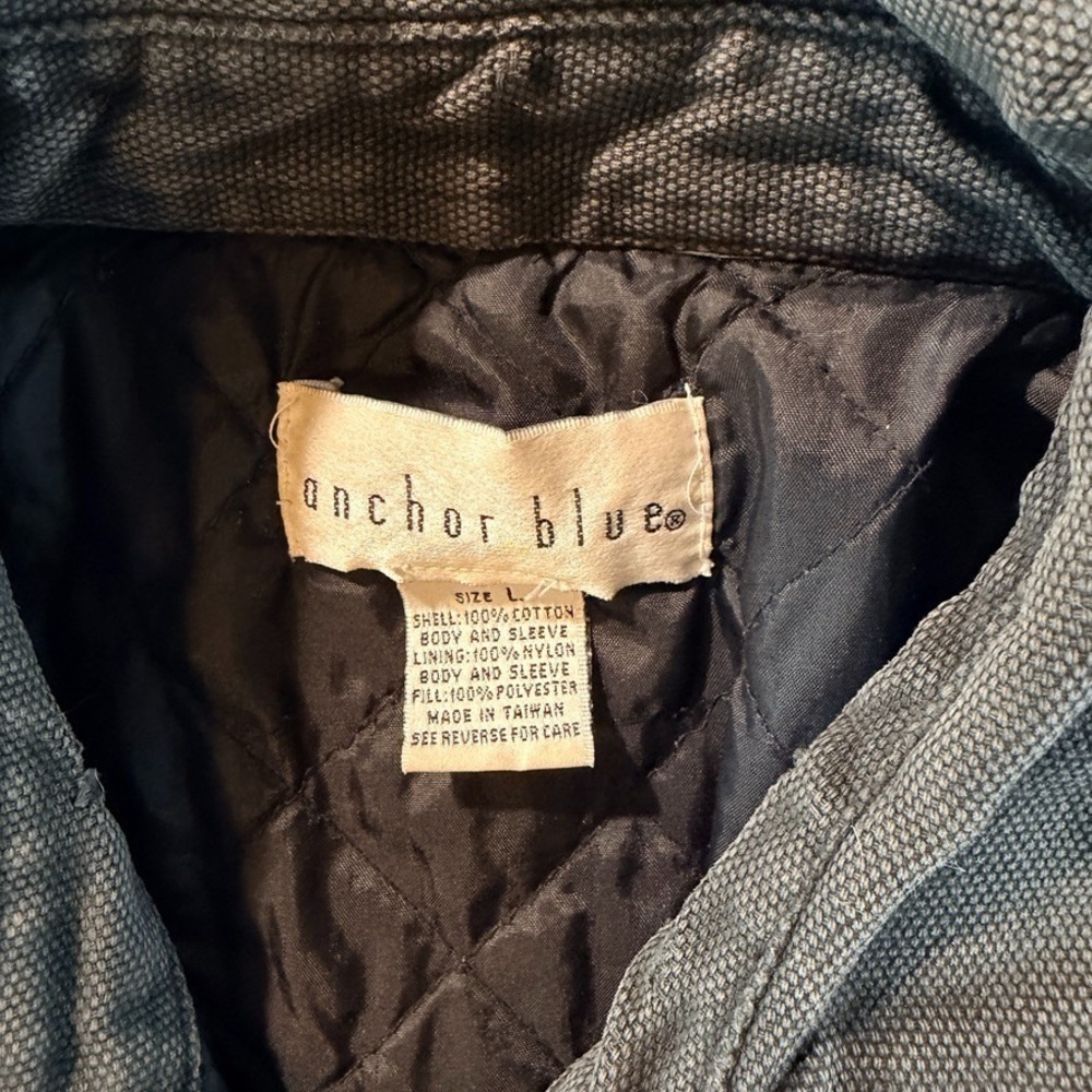 Vintage Anchor Blue Men's Quilted Work Jacket Black Canvas Size L - Picture 3 of 12